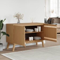 Berkfield Home Sideboard OLDEN Brown 114x43x73.5 cm Solid Wood Pine - thumbnail 4