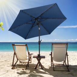 Costway 230 cm Solar Powered Patio Umbrella Heavy Duty Market Umbrella in Blue - thumbnail 4