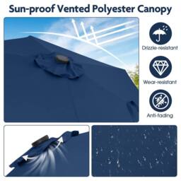 Costway 230 cm Solar Powered Patio Umbrella Heavy Duty Market Umbrella in Blue - thumbnail 6