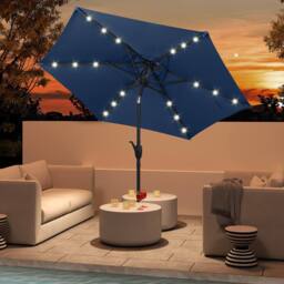 Costway 230 cm Solar Powered Patio Umbrella Heavy Duty Market Umbrella in Blue - thumbnail 9