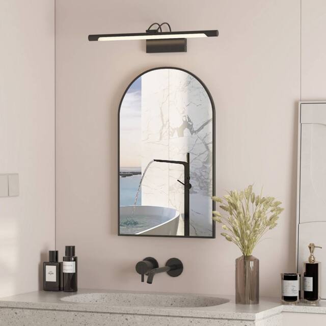 KEEPREAPER Brushed Black Arch Bathroom Mirror Cabinet 42x68cm Wall Mounted - Size: 42x68 cm - image 1