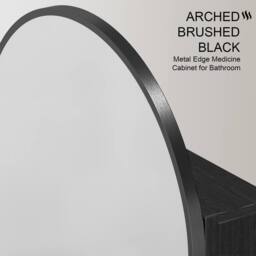 KEEPREAPER Brushed Black Arch Bathroom Mirror Cabinet 42x68cm Wall Mounted - Size: 42x68 cm - thumbnail 5