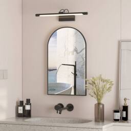 KEEPREAPER Brushed Black Arch Bathroom Mirror Cabinet 42x68cm Wall Mounted - Size: 42x68 cm - thumbnail 1