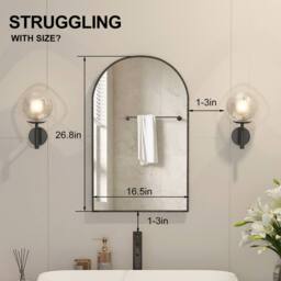 KEEPREAPER Brushed Black Arch Bathroom Mirror Cabinet 42x68cm Wall Mounted - Size: 42x68 cm - thumbnail 4