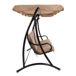 Charles Bentley 3 Seater Premium Outdoor Swing Seat Bench Chair w/ Beige Canopy - thumbnail 6