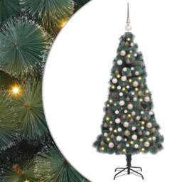 Berkfield Home Artificial Pre-lit Christmas Tree with Ball Set Green 210 cm - thumbnail 1