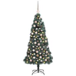 Berkfield Home Artificial Pre-lit Christmas Tree with Ball Set Green 210 cm - thumbnail 2