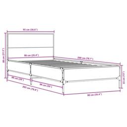 Berkfield Home Durable Bed Frame without Mattress Smoked Oak 90x200 cm in Brown - thumbnail 9