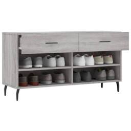 Berkfield Home Shoe Bench Grey Sonoma 102x35x55 cm Engineered Wood - Size: 102 x 35 x 55 cm - thumbnail 4