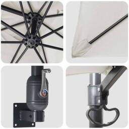 Berkfield Home Patio Umbrella Sand Polyester, Aluminium Large Foldable in Beige - thumbnail 7