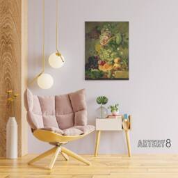 "Artery8 Brandt Still Life With Flowers & Fruit Canvas Wall Art Print in Green - Size: W18"" x H24""" - thumbnail 3