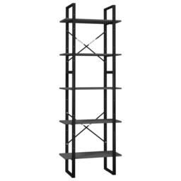 Berkfield Home 5-Tier Book Cabinet Grey 60x30x175 cm Pinewood - Size: 60 x 30 x 175 cm - thumbnail 1