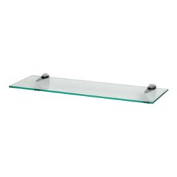 Harbour Housewares Floating Glass Shelf - 60cm - Bathroom Shower Storage Display Shelf in Silver