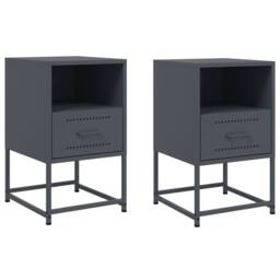 Berkfield Home Durable Bedside Cabinets 2 pcs Anthracite 36x39x60.5 cm Steel in Dark Grey - thumbnail 3