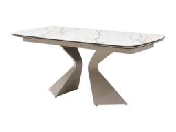 Vente-unique Extendable Dining Table for 6 To 10 People In Ceramic, Tempered Glass in Taupe - thumbnail 7