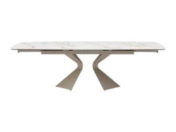 Vente-unique Extendable Dining Table for 6 To 10 People In Ceramic, Tempered Glass in Taupe - thumbnail 6