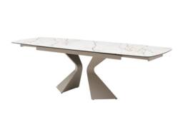 Vente-unique Extendable Dining Table for 6 To 10 People In Ceramic, Tempered Glass in Taupe - thumbnail 8
