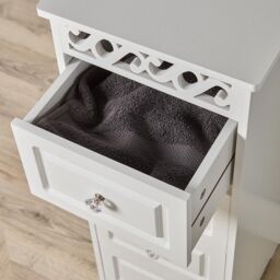 Home Source Storage Cabinet 4 Drawers Hallway White Crystal Handles Wooden Painted - thumbnail 5