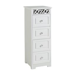 Home Source Storage Cabinet 4 Drawers Hallway White Crystal Handles Wooden Painted - thumbnail 6