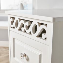 Home Source Storage Cabinet 4 Drawers Hallway White Crystal Handles Wooden Painted - thumbnail 3