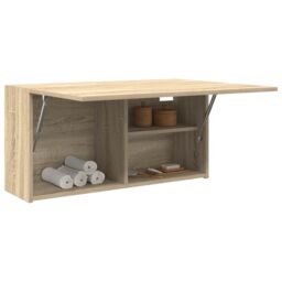 Berkfield Home Bathroom Wall Cabinet Sonoma Oak 80x25x40 cm Engineered Wood in Brown - Size: 80 x 25 x 40 cm - thumbnail 4