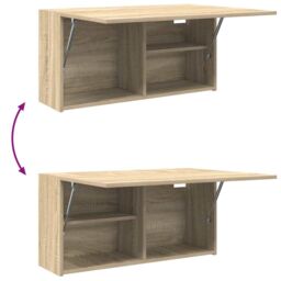Berkfield Home Bathroom Wall Cabinet Sonoma Oak 80x25x40 cm Engineered Wood in Brown - Size: 80 x 25 x 40 cm - thumbnail 9
