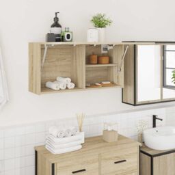 Berkfield Home Bathroom Wall Cabinet Sonoma Oak 80x25x40 cm Engineered Wood in Brown - Size: 80 x 25 x 40 cm