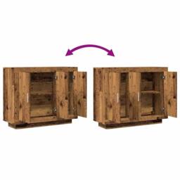 Berkfield Home Sideboard Old Wood 92x35x75 cm Engineered Wood in Brown - Size: 92 x 35 x 75 cm - thumbnail 8