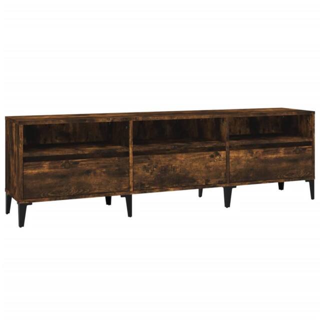 Berkfield Home TV Cabinet Smoked Oak 150x30x44.5 cm Engineered Wood in Brown - image 1