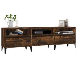 Berkfield Home TV Cabinet Smoked Oak 150x30x44.5 cm Engineered Wood in Brown - thumbnail 4
