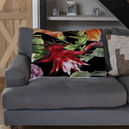 Benjamin Tate Design Tropical Flowers & Plant Leaves Blanket in Natural - Size: 120 cm x 150 cm - thumbnail 2