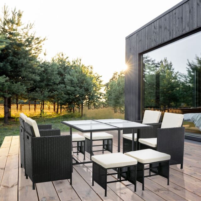 MCC Direct Rattan Garden Furniture Table & Chair set Cuba in Black - image 1