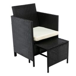 MCC Direct Rattan Garden Furniture Table & Chair set Cuba in Black - thumbnail 5