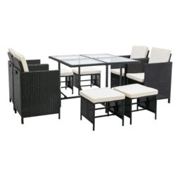 MCC Direct Rattan Garden Furniture Table & Chair set Cuba in Black - thumbnail 2