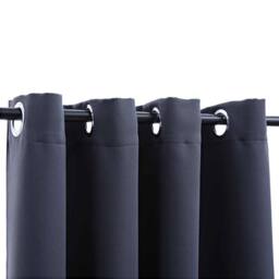 Berkfield Home Blackout Curtains with Metal Rings 2 pcs Anthracite 140x225 cm in Dark Grey - thumbnail 3
