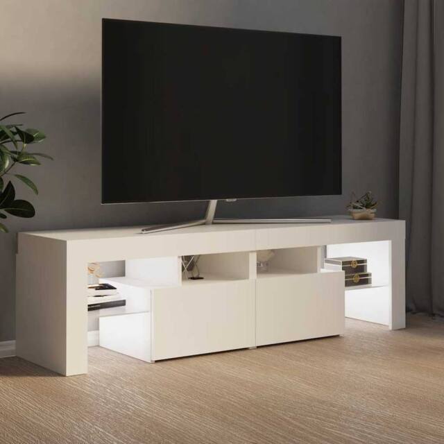 Berkfield Home TV Cabinet with LED Lights White 140x36.5x40 cm - image 1