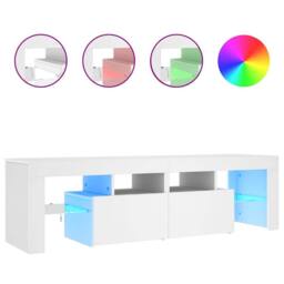 Berkfield Home TV Cabinet with LED Lights White 140x36.5x40 cm - thumbnail 3