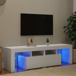 Berkfield Home TV Cabinet with LED Lights White 140x36.5x40 cm - thumbnail 2