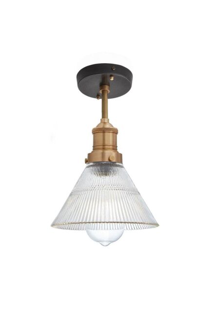 Industville Brooklyn Glass Funnel Flush Mount, 7 Inch, Brass Holder in Bronze - image 1