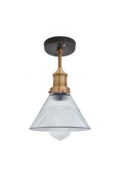 Industville Brooklyn Glass Funnel Flush Mount, 7 Inch, Brass Holder in Bronze - thumbnail 2