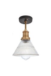 Industville Brooklyn Glass Funnel Flush Mount, 7 Inch, Brass Holder in Bronze