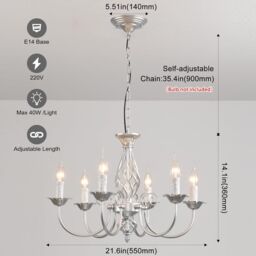 Garwarm Silver Vintage Iron Chandelier, 6 Lights Farmhouse Pendant Light - thumbnail 4