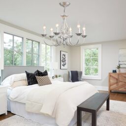 Garwarm Silver Vintage Iron Chandelier, 6 Lights Farmhouse Pendant Light - thumbnail 3