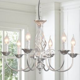 Garwarm Silver Vintage Iron Chandelier, 6 Lights Farmhouse Pendant Light - thumbnail 1