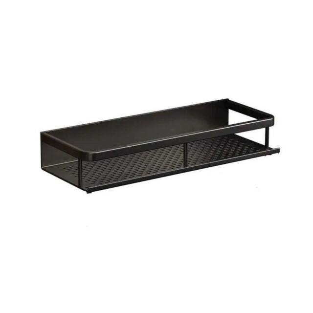 KORVIXA 40CM Bathroom Storage Shelf Wall-Mounted in Black - image 1