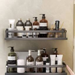 KORVIXA 40CM Bathroom Storage Shelf Wall-Mounted in Black - thumbnail 3