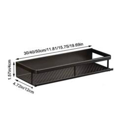 KORVIXA 40CM Bathroom Storage Shelf Wall-Mounted in Black - thumbnail 2