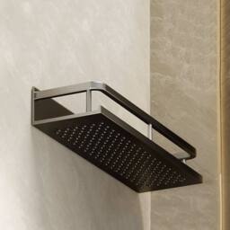 KORVIXA 40CM Bathroom Storage Shelf Wall-Mounted in Black - thumbnail 4