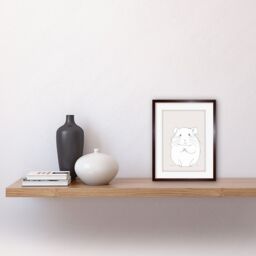 "Artery8 Wall Art Print Cute Hamster Portrait Simple Artwork Framed 9X7 Inch in Brown - Size: W7"" x H9""" - thumbnail 2