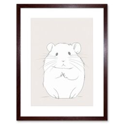 "Artery8 Wall Art Print Cute Hamster Portrait Simple Artwork Framed 9X7 Inch in Brown - Size: W7"" x H9""" - thumbnail 1